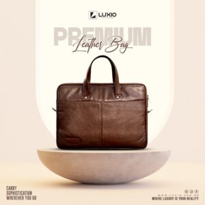 LUXIO Premium Leather Executive Bag - Brown