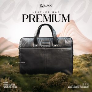 LUXIO Premium Leather Executive Bag - Black