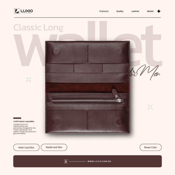 LUXIO Classic Wallet with Coin Pocket - Chocolate